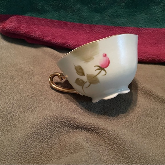 2 Vintage Leafton Full Size Footed Set Of 2 Tea Cups With Matched Saucers - Picture 3 of 4